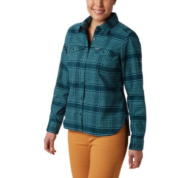 Columbia Silver Ridge Long Sleeve Flannel Top, Camisa Azules Para Mujer | 356149-ZUD